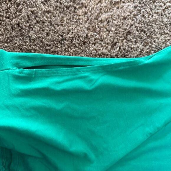 Catherines Women's 3X Plus Size Green Short‎ Sleeve Dress Relaxed Stretch - Picture 5 of 8